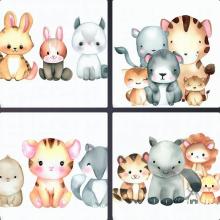 動物、イラスト、水彩画、かわいい